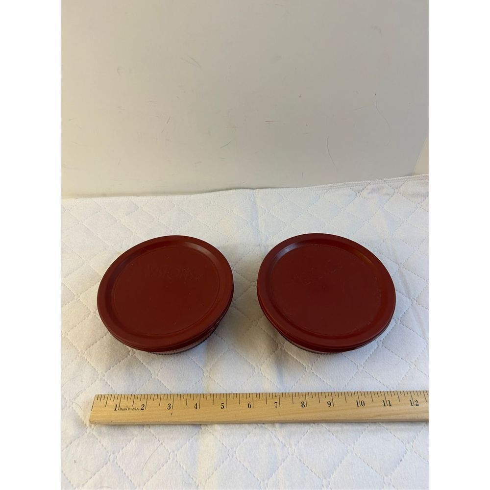 Corning ware Vision 1 pint cranberry bowls & lids‎